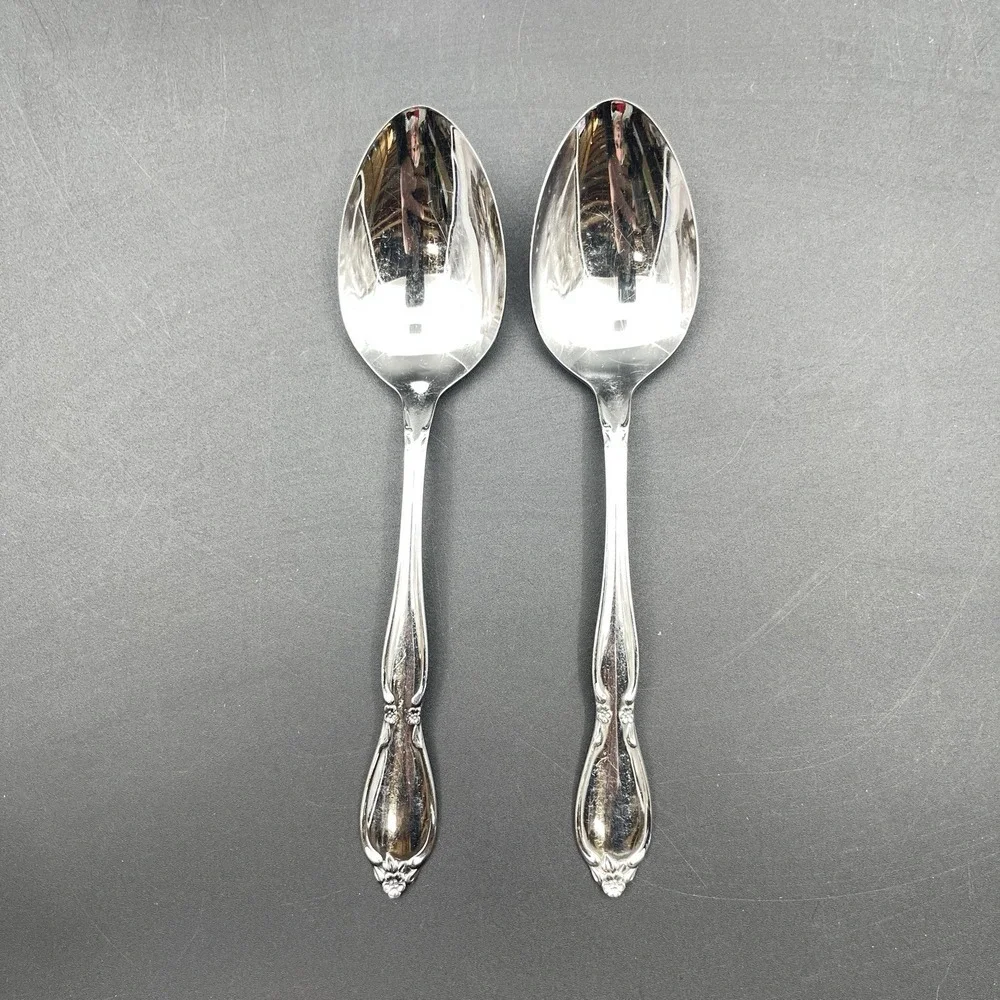 Lot of 2 Oneida Community Chantelaine Stainless Serving Spoons Replacement
